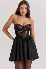 Jadore Lace And Satin Mini Dress