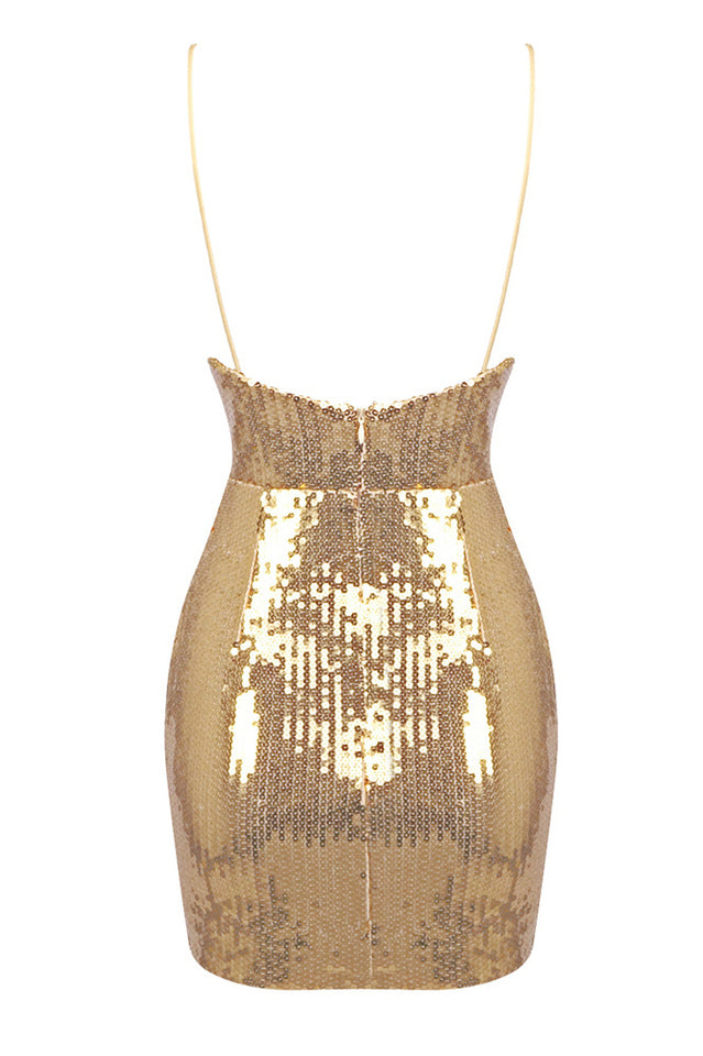 Draped Sequined Tulle Mini Dress