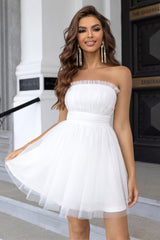 Strapless A Line Tulle Homecoming Dress