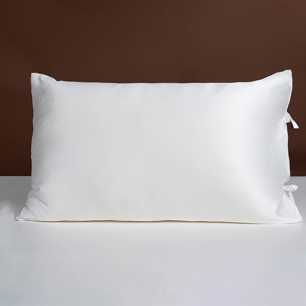 22 Momme Silk Pillowcase with Bow Ties -  White