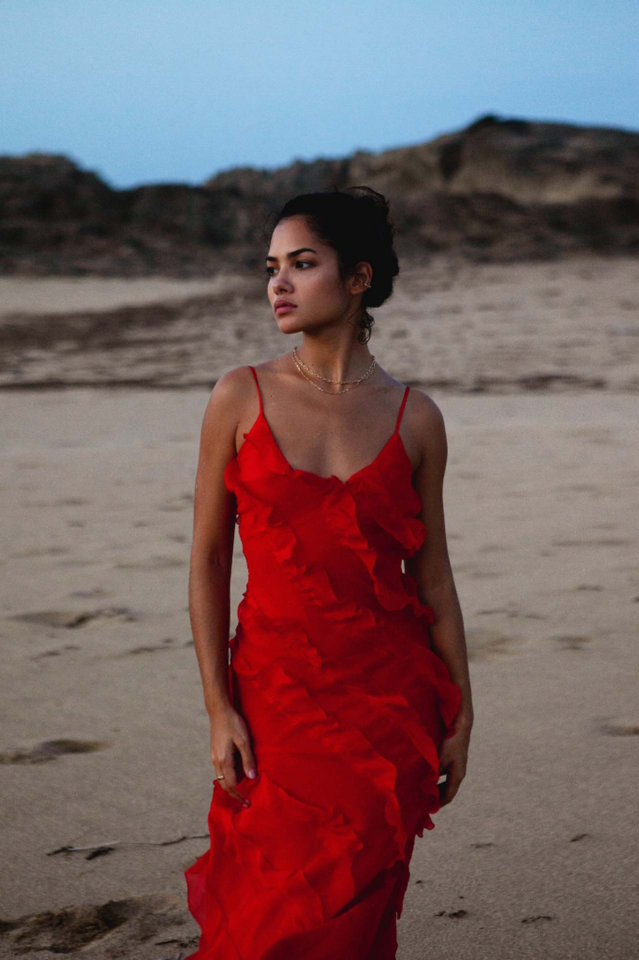 inostorâ„?Sexy Backless Halter U Neck Wave Slim Side Slit Dresses