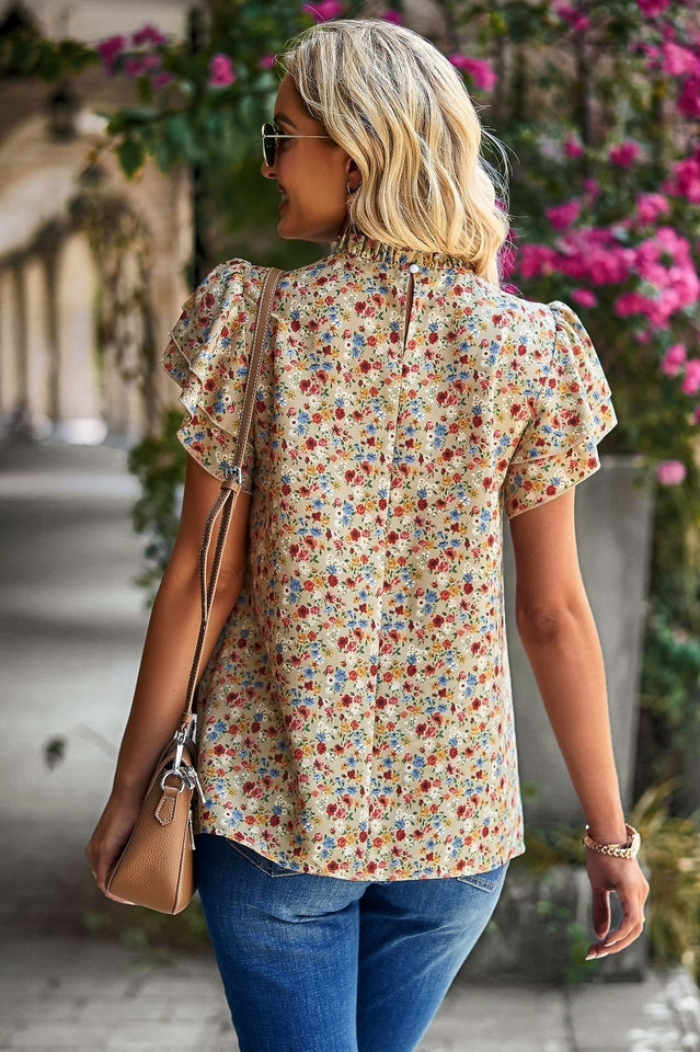 Floral Flutter Sleeve Top