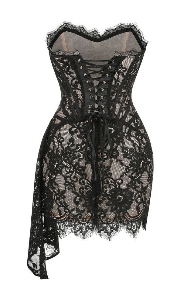 Lace Corset Draped Mini Dress