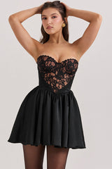 Jadore Lace And Satin Mini Dress