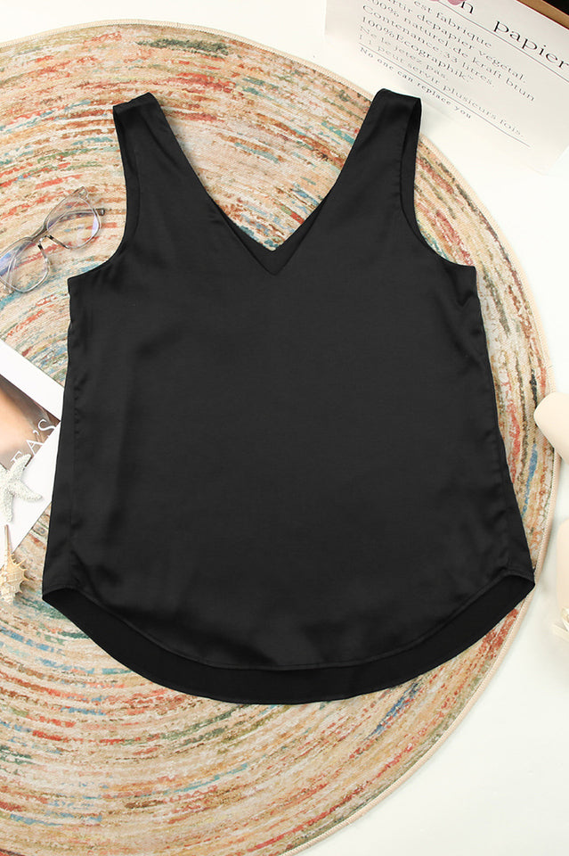 V Neck Silk Vest Top