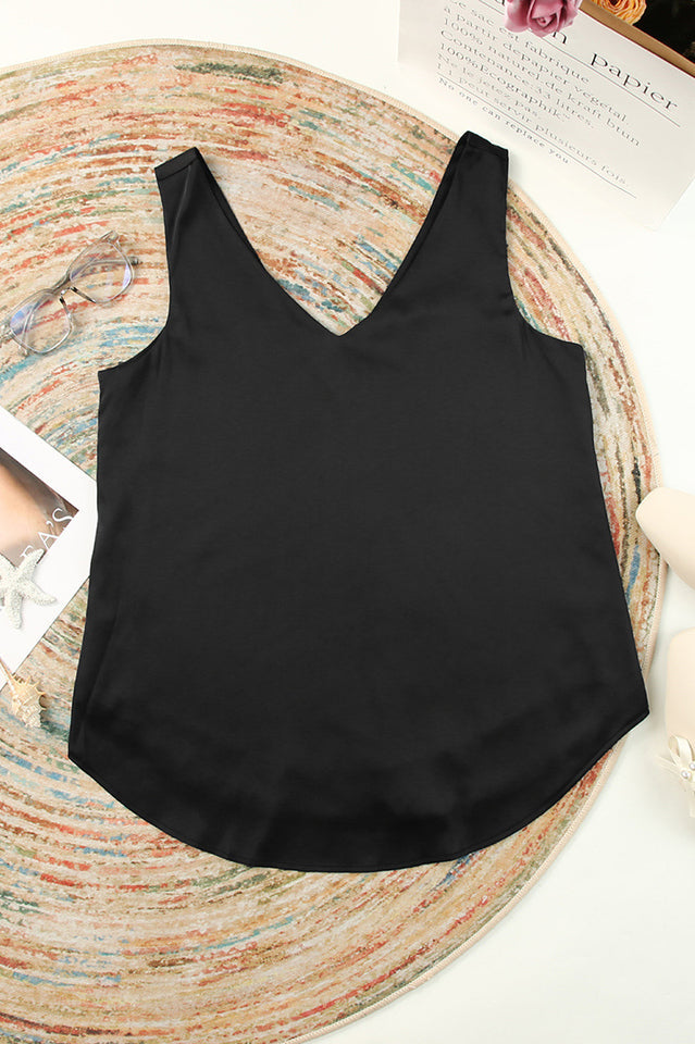 V Neck Silk Vest Top