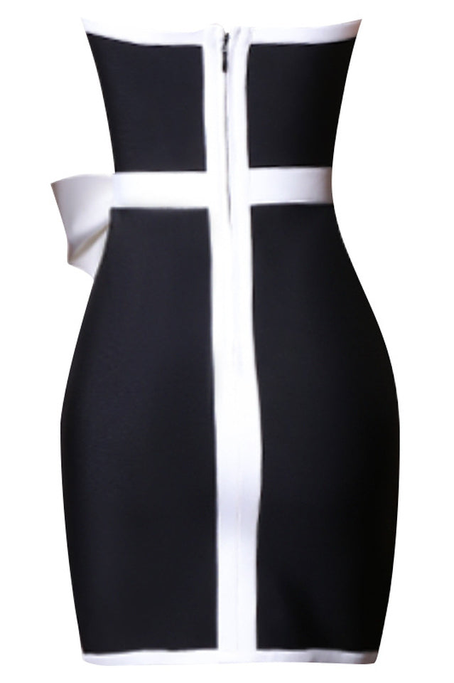 Strapless Bow Tie-Off Bandage Dress