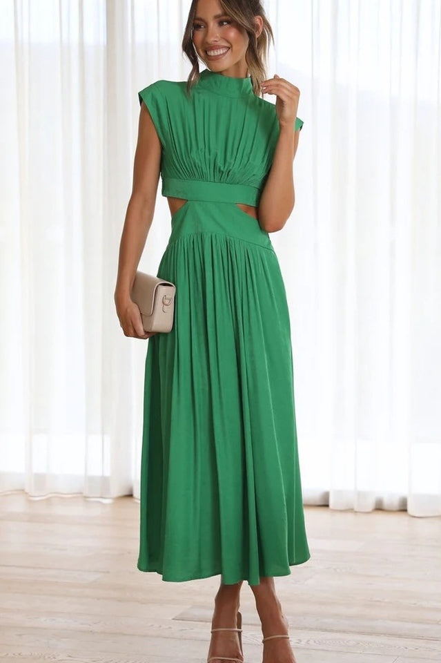 Cutout Waist Midi Dress