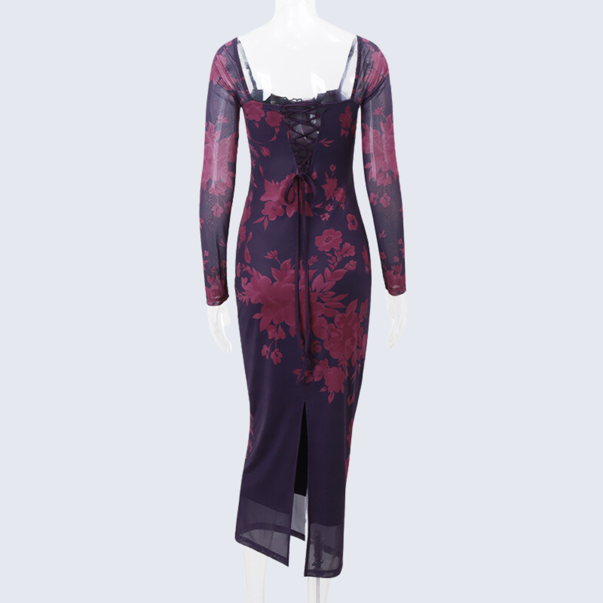 Floral Sheer Sleeves Romantic Cocktail Dress