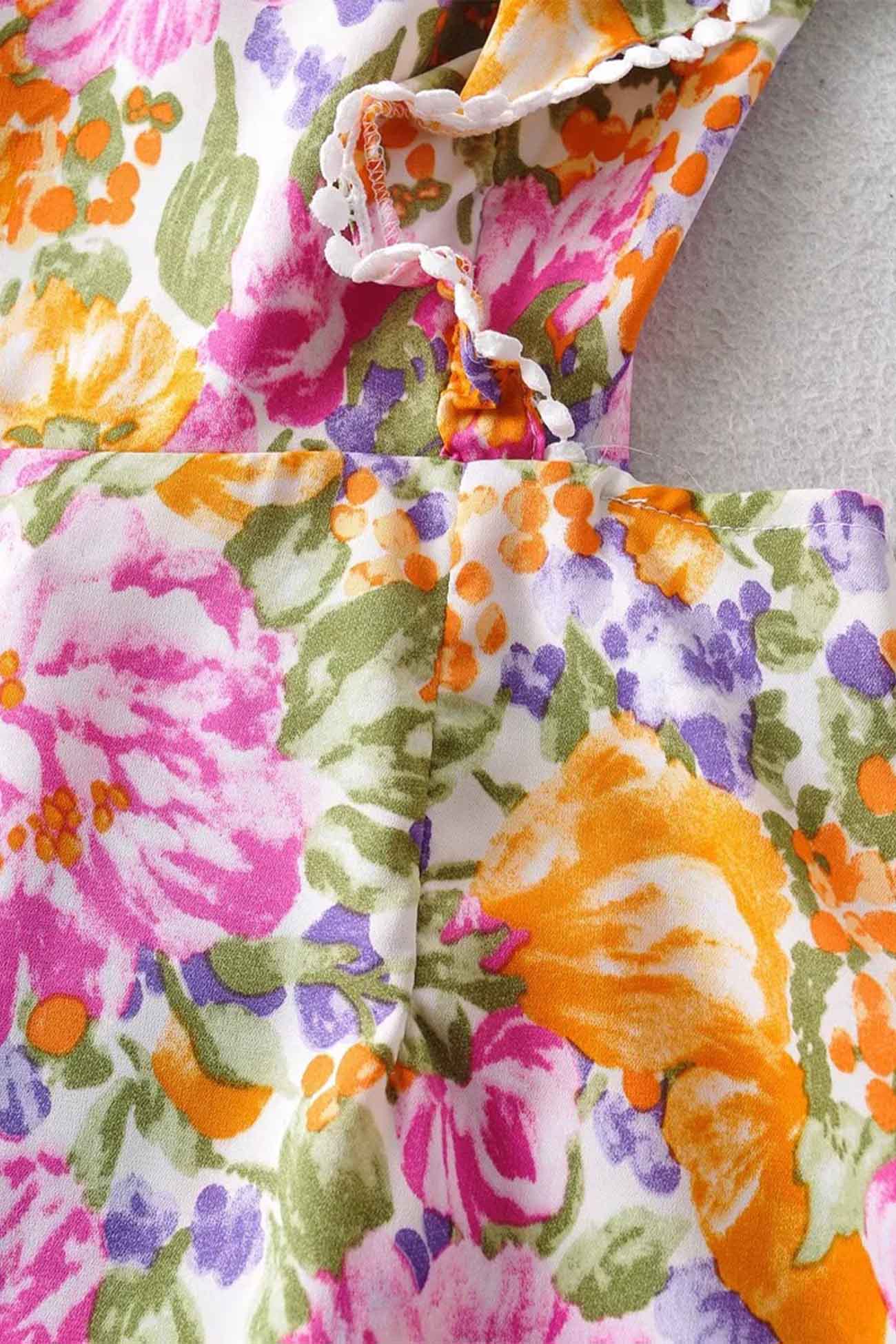 inostorâ„?Floral Ruffle Back Tie Mini Dress
