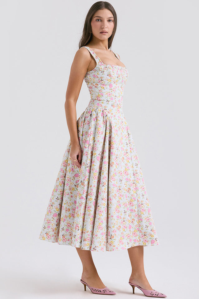 Dorothy White Rosebud Print Sundress