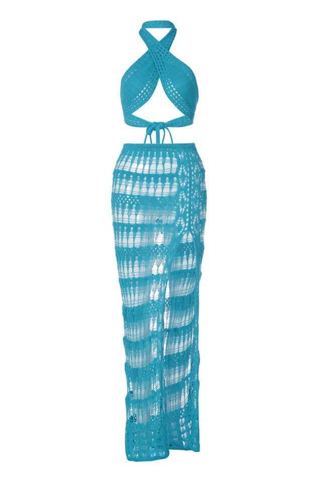 Crochet Knit Bralette + Skirt Set