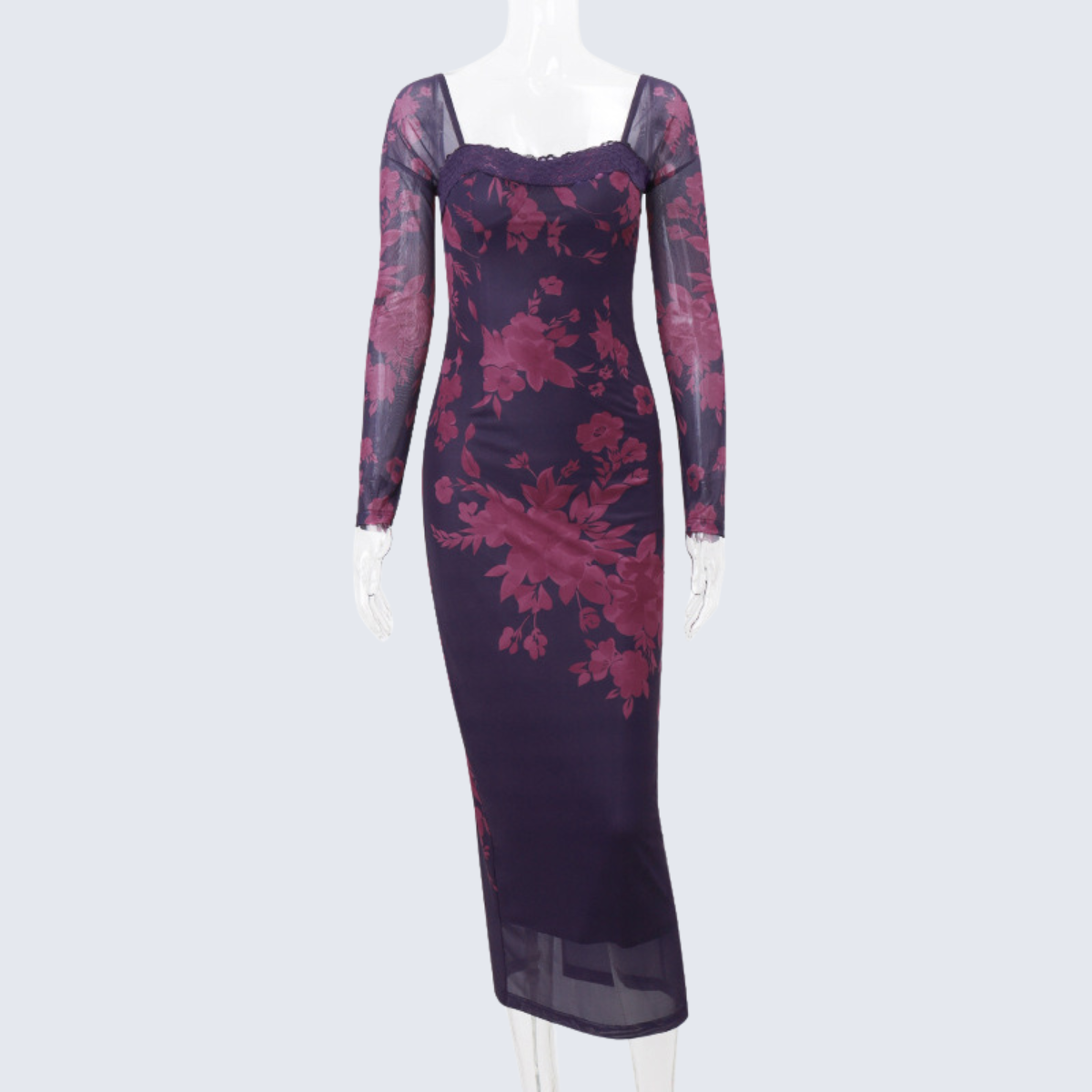 Floral Sheer Sleeves Romantic Cocktail Dress