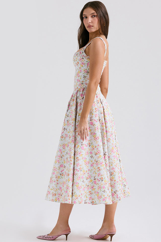 Dorothy White Rosebud Print Sundress