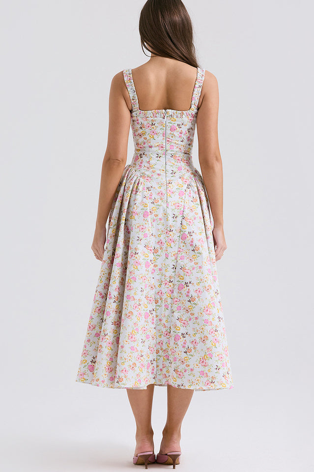Dorothy White Rosebud Print Sundress
