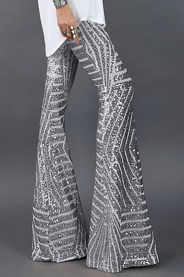 Sequin High Rise Flare Pants