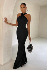 Bianca Cross Over Halter Neck Dress
