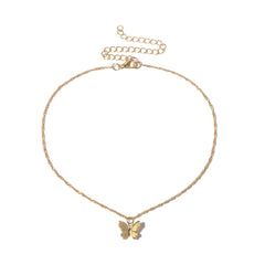 Golden Fluttering Butterfly Earrings and Necklace Set