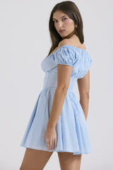 Nala French Navy Gathered Mini Dress