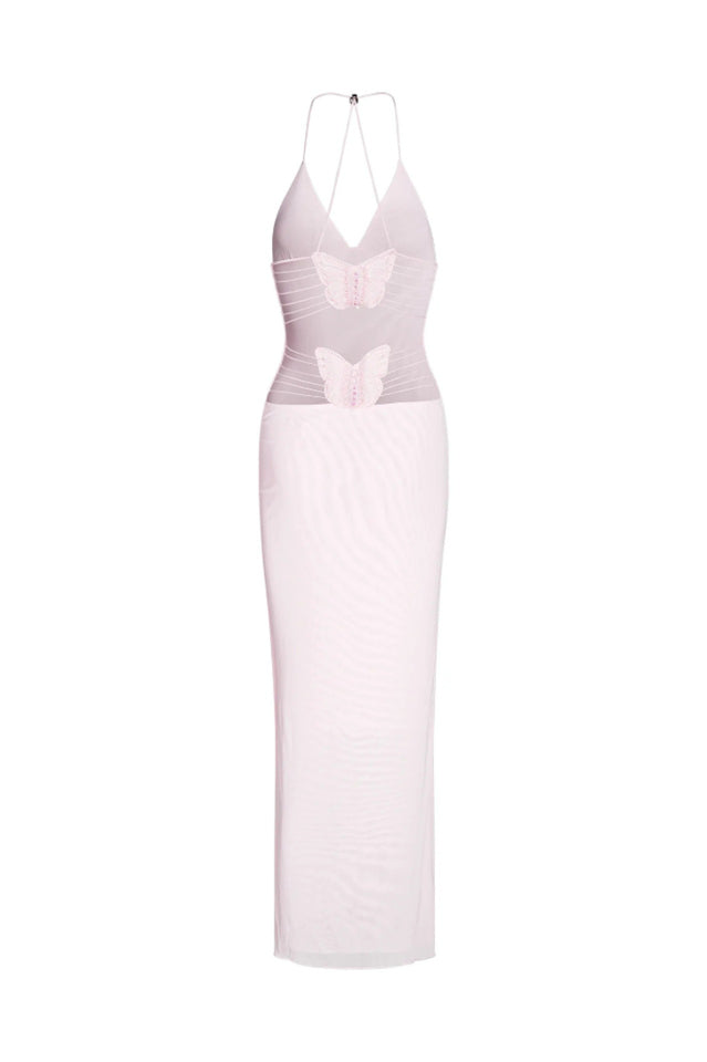 Butterfly Backless Midi Dress