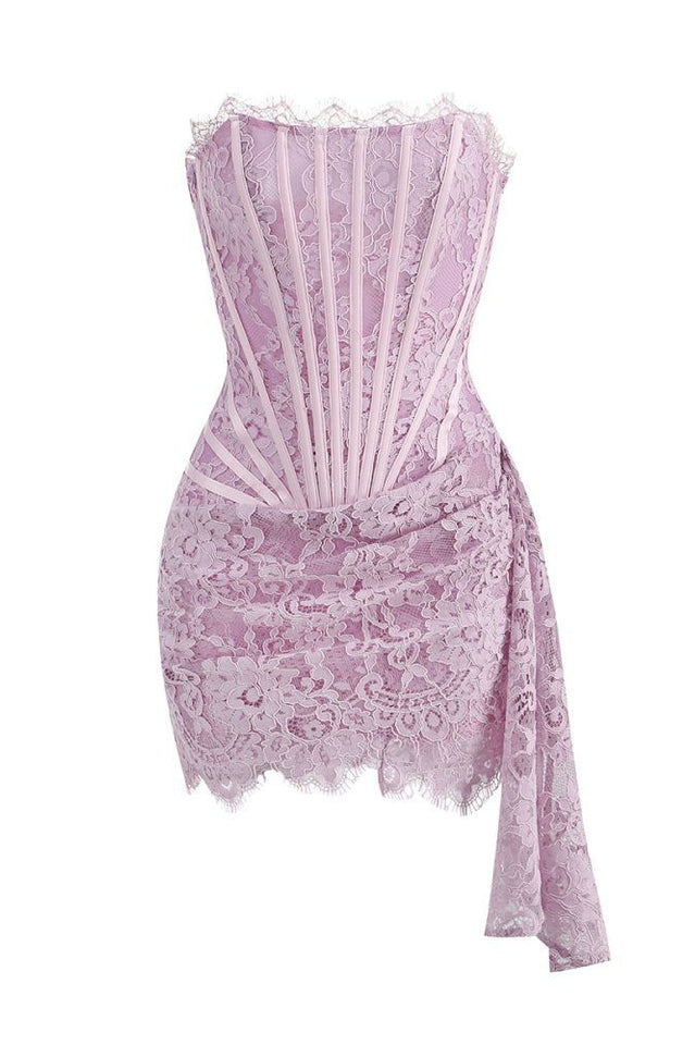 Lace Corset Draped Mini Dress