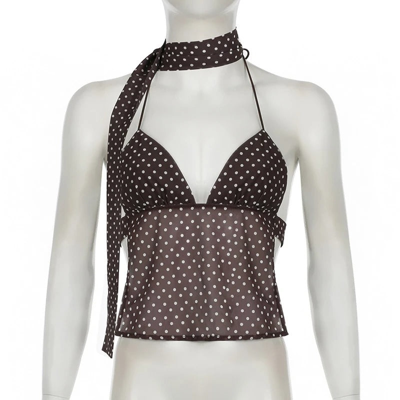 Dot My Darling Backless Halter Top