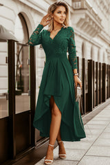 Floral Lace Satin Maxi Prom Dress