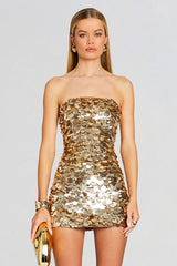 Stergiani Sequin Strapless Mini Dress