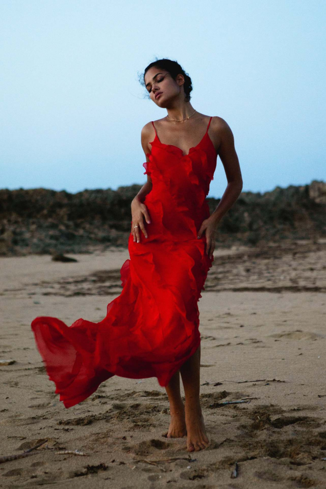 inostorâ„?Sexy Backless Halter U Neck Wave Slim Side Slit Dresses