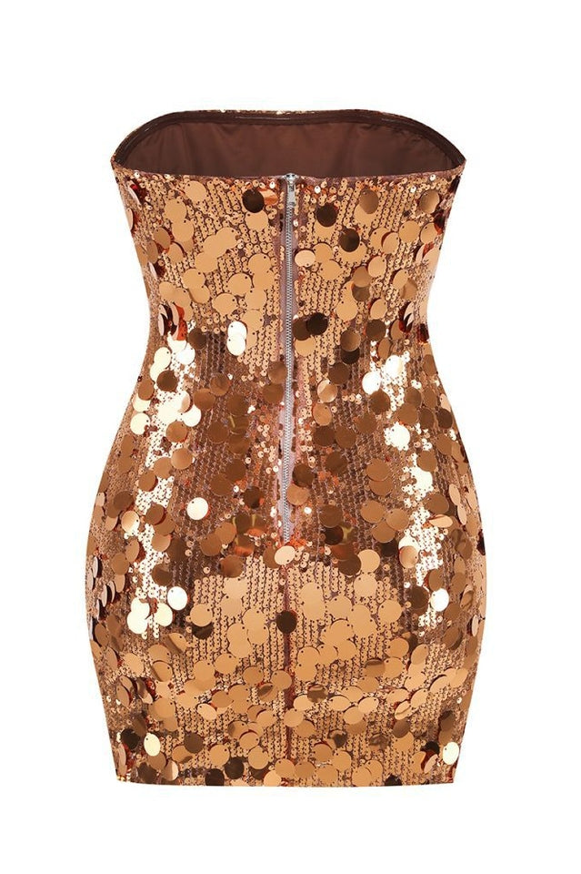 Stergiani Sequin Strapless Mini Dress