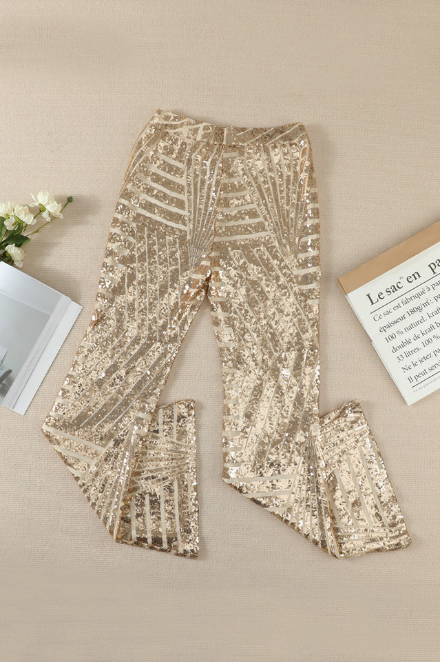 Sequin High Rise Flare Pants