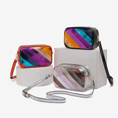 Rainbow Metallic PU Leather Crossbody Bag
