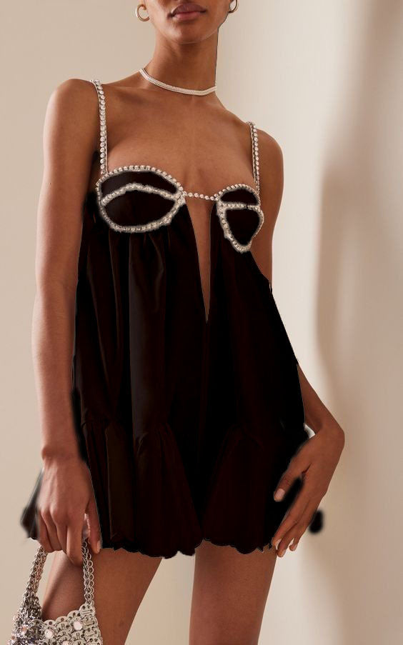 inostorâ„?Crystal Trimmed Scallop Mini Dress