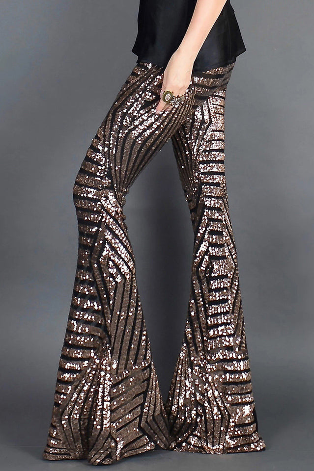 Sequin High Rise Flare Pants