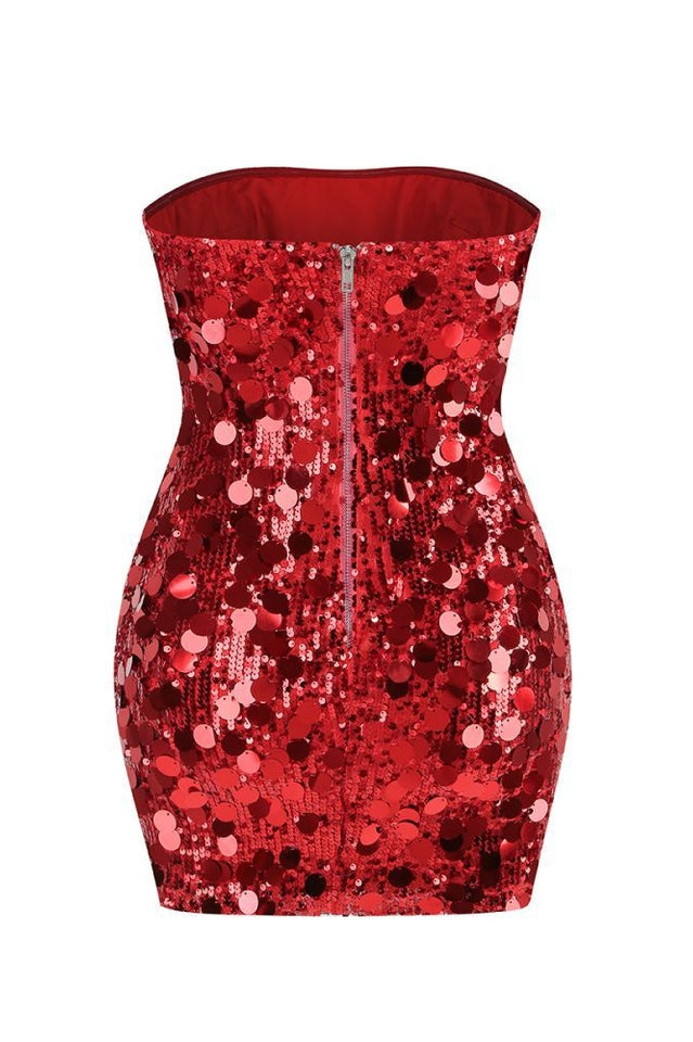 Stergiani Sequin Strapless Mini Dress