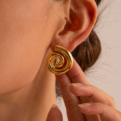 Spiral Gold Plated Stud Earrings