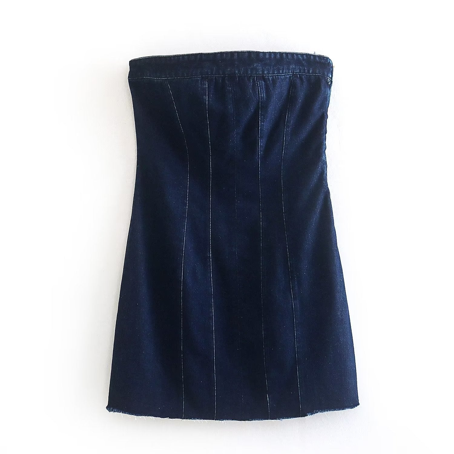 Blue Denim Strapless Tube Dress