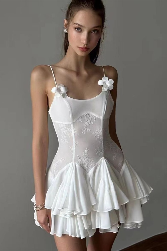 inostorâ„?Sexy see-through strapless ruffled dress