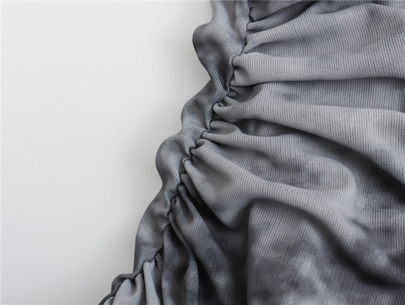Gray Sleeveless Side Ruching Midi Dress