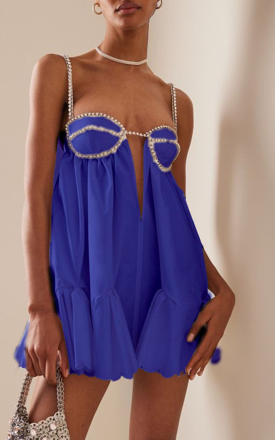 inostorâ„?Crystal Trimmed Scallop Mini Dress