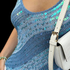 Ocean Aura Sequin Mesh Knit Tank