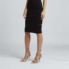 Diamond Tip Gold Crystal Pointy Jewel Sandal With Stones