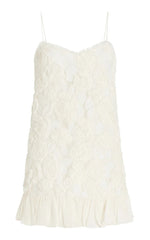Beverly Floral Applique Pleated Chiffon Mini Dress