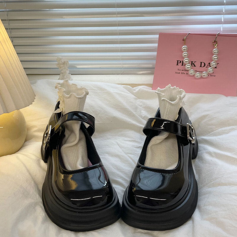 Butterfly Buckle Mary Jane Glossy Platform Heels