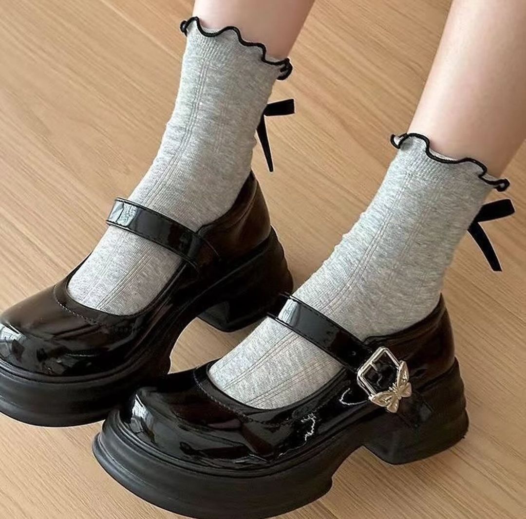 Butterfly Buckle Mary Jane Glossy Platform Heels