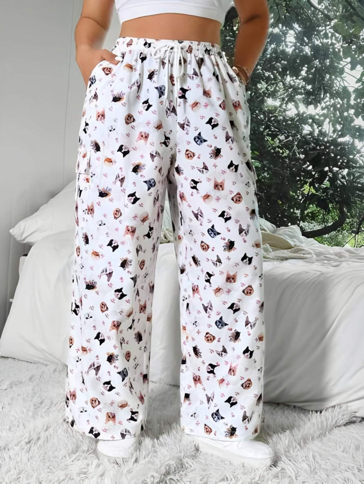Cat Dog Print Cargo Pant