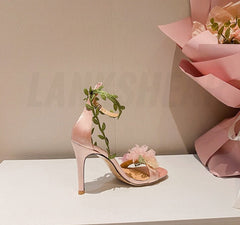 Chiffon Flower High Heels Strappy Sandal Shoes