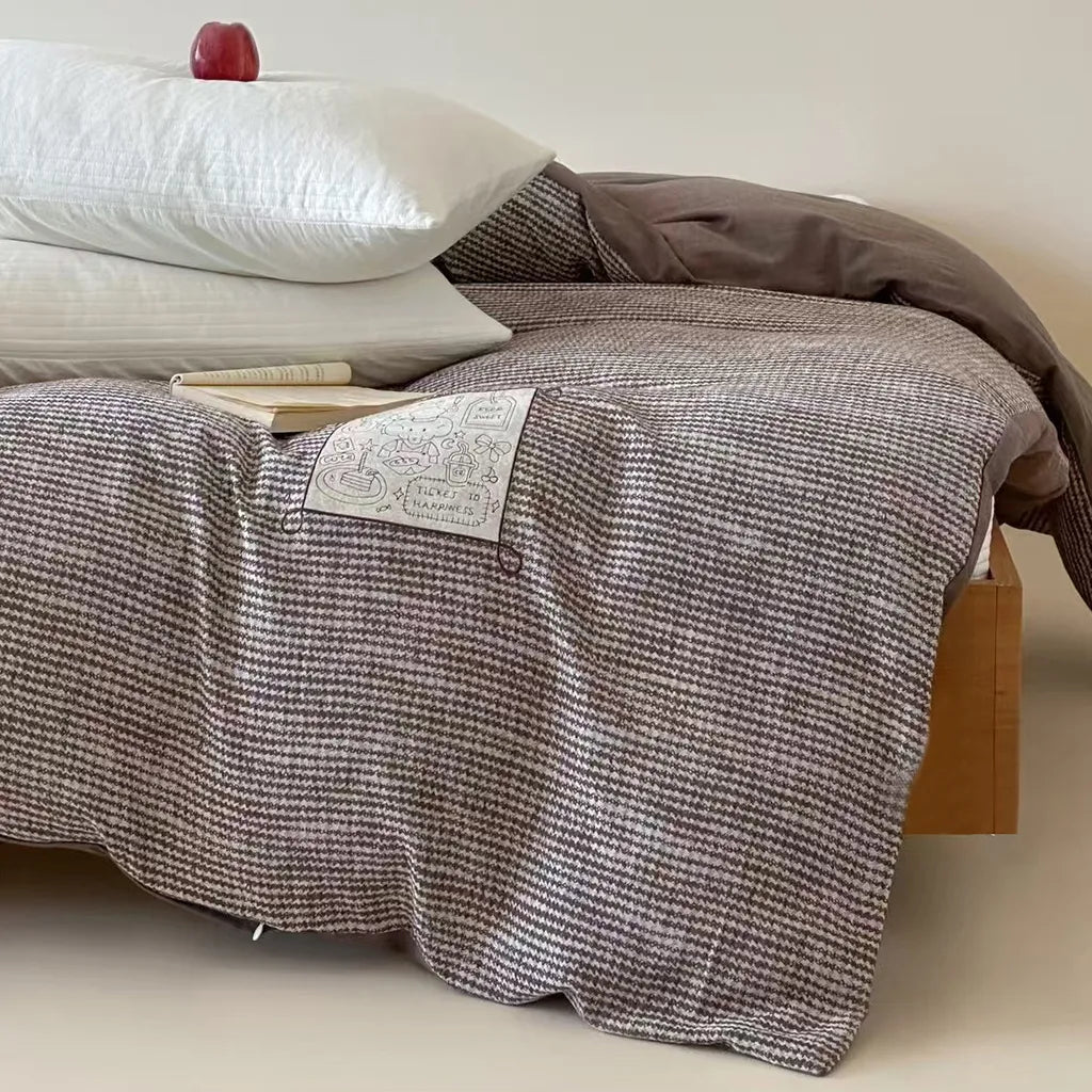 Cotton Houndstooth Jacquard Farmhouse Duvet Cover