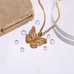 Dainty Butterfly Gold Zircon Necklace