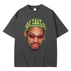 Dennis Rodman Zigzag Hair Print T-Shirt